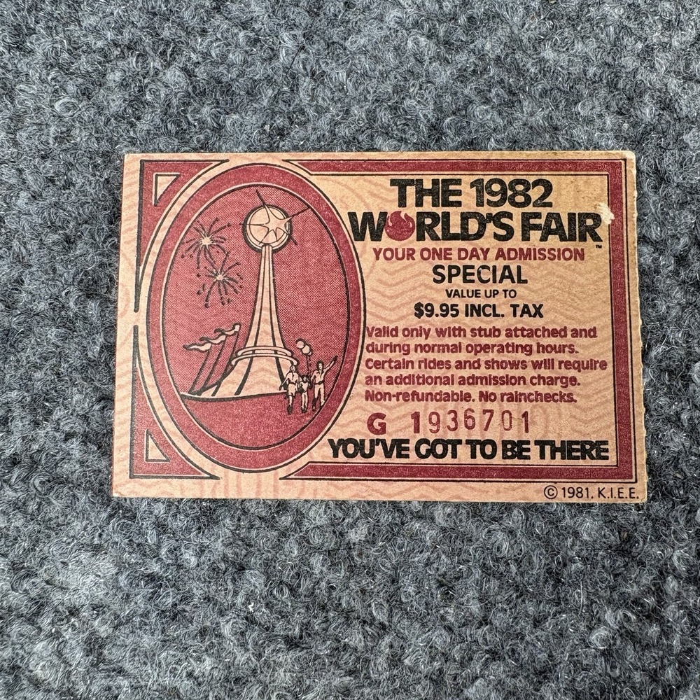 1982 World's Fair‎ Knoxville Ticket Stubs Set of 3 Connected Vintage Memorabilia